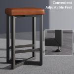 IDEALHOUSE Bar Stools Set of 4, 24.6" Counter Height Backless Barstools, Upholstered PU Leather Seats with Metal X-Frame & Footrest, Modern Kitchen Stools for Home Bar, Dining Room, Brown