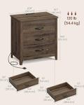 VASAGLE LIRY Collection - Farmhouse Nightstand with Charging Station, Bedside Table, Side End Table with 3 Drawers, for Bedroom, Taupe Brown ULET679T01