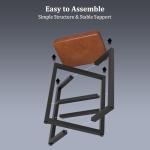 IDEALHOUSE Bar Stools Set of 4, 24.6" Counter Height Backless Barstools, Upholstered PU Leather Seats with Metal X-Frame & Footrest, Modern Kitchen Stools for Home Bar, Dining Room, Brown