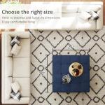 Befurtori Large Square Ottoman Coffee Table, Linen Solid Upholstered Footrest Ottoman with Solid Wood Shelf Storage Tufted Coffee Table for Bedroom Living Room, Navy Blue