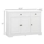 HOMCOM Sideboard Buffet Cabinet, Modern Buffet Cabinet with Storage and 2 Drawers, Coffee Bar Station with Adjustable Shelves for Kitchen, Entryway, White
