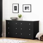 South Shore Vito Collection 6-Drawer Double Dresser, Black with Matte Nickel Handles, Pure Black