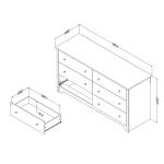 South Shore Vito Collection 6-Drawer Double Dresser, Black with Matte Nickel Handles, Pure Black