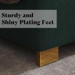 AMERLIFE King Size Upholstered Bed, Modern Velvet Bed Frame with 65.4” Tall Gold Trim Headboard, No Box Spring Needed, Green