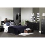 South Shore Vito Collection 6-Drawer Double Dresser, Black with Matte Nickel Handles, Pure Black