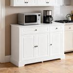 HOMCOM Sideboard Buffet Cabinet, Modern Buffet Cabinet with Storage and 2 Drawers, Coffee Bar Station with Adjustable Shelves for Kitchen, Entryway, White