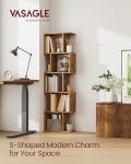 VASAGLE Bookshelf, 5-Tier Bookcase, 9.4 x 15.7 x 62.6 Inches, Storage Shelf with Open Compartments, Modern Style, for Living Room, Bedroom, Office, Rustic Brown ULBC462K01