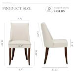 COLAMY Upholstered Dining Chairs Set of 2, Mid Century Modern Kitchen Chairs with Back, Farmhouse Fabric Side Dining Room Chairs with Wood Legs for Dining Room Restaurant, Beige