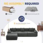 Mvpipi 118" Modern L Shaped Modular Sectional Sofa, Boneless Cloud Couch with Ottoman, Oversized Corduroy Couch Deep Seat, 30D Sponge for Indoor Living Room, No Assembly Required(Gray)