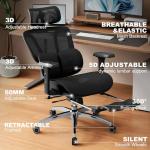 Vonesse Ergonomic Office Chair with Footrest, Desk Chairs with Adjustable 3D Headrest and Armrests, Computer Gaming Chair with Dynamic Lumbar Support & Adjustable Depth Breathable Mesh Seat (Black)