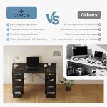 DUMOS 47 Inch Computer Desk with 8 Fabric Drawers, Office Gaming Desk with Storage, Writing Study Table with X-Shaped Reinforced Structure, Black