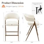 COLAMY Bar Stools Set of 2, Counter Height Bar Stools with Back, Modern Upholstered Island Stools with Metal Legs for Kitchen Island, Counter, Dining Room, Beige