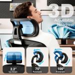 Vonesse Ergonomic Office Chair with Footrest, Desk Chairs with Adjustable 3D Headrest and Armrests, Computer Gaming Chair with Dynamic Lumbar Support & Adjustable Depth Breathable Mesh Seat (Black)