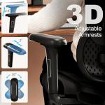 Vonesse Ergonomic Office Chair with Footrest, Desk Chairs with Adjustable 3D Headrest and Armrests, Computer Gaming Chair with Dynamic Lumbar Support & Adjustable Depth Breathable Mesh Seat (Black)