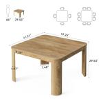 LITTLE TREE Square Dining Table with Rounded Corners, Modern 47" Kitchen Table for 4 People, Space Saving Dining Room Table for Kitchen (Light Walnut, MDF)
