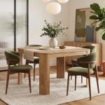 LITTLE TREE Square Dining Table with Rounded Corners, Modern 47" Kitchen Table for 4 People, Space Saving Dining Room Table for Kitchen (Light Walnut, MDF)