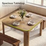 LITTLE TREE Square Dining Table with Rounded Corners, Modern 47" Kitchen Table for 4 People, Space Saving Dining Room Table for Kitchen (Light Walnut, MDF)