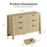 LIKIMIO Fluted 6 Drawers Dresser for Bedroom, 47" Wide Modern Chest of Drawers with Metal Handle, Wooden Dresser Storage Organizer for Living Room, Entryway, Hallway, Natural Oak