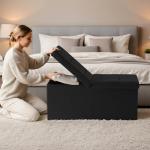 Snuvid 30-INCH Storage Ottoman Bench, Footrest with Storage, End of Bed Bench Coffee Table for Living Room, Bedroom, Entryway, Black