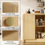 Decofy 55" Sideboard Buffet Cabinet, Mid Century Modern Console Cabinet with Wavy Grain Doors & Adjustable Shelves for Kitchen Buffet Cabinet, Living Room, Entryway, Coffee Bar Cabinet (Natural Oak)