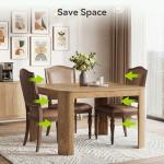 LITTLE TREE Square Dining Table with Rounded Corners, Modern 47" Kitchen Table for 4 People, Space Saving Dining Room Table for Kitchen (Light Walnut, MDF)