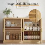 Decofy 55" Sideboard Buffet Cabinet, Mid Century Modern Console Cabinet with Wavy Grain Doors & Adjustable Shelves for Kitchen Buffet Cabinet, Living Room, Entryway, Coffee Bar Cabinet (Natural Oak)