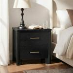 24/7 Shop at Home Sawer Modern 23-inch Wood Nightstand with 2 Drawers and USB Ports, Wooden Night Stand for Bedroom, Apartment, Small Bedside Table for Living Room, Black