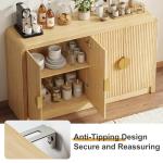 Decofy 55" Sideboard Buffet Cabinet, Mid Century Modern Console Cabinet with Wavy Grain Doors & Adjustable Shelves for Kitchen Buffet Cabinet, Living Room, Entryway, Coffee Bar Cabinet (Natural Oak)