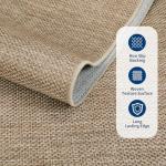 Easy Jute Neutral 6x9 Indoor Outdoor Rug Washable Modern Patio Rugs Non Slip Stain Resistant Easy Jute Dining Room Throw Carpet Large Area Rug for Porch Kitchen Bedroom Living Room Backyard, Tan