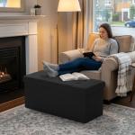 Snuvid 30-INCH Storage Ottoman Bench, Footrest with Storage, End of Bed Bench Coffee Table for Living Room, Bedroom, Entryway, Black
