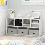 Furinno LUDER Book Shelf, 7-Cube Bookshelf, Bookcase with Open Shelves, 9.4 x 19.5 x 41.7, Easy Assembly, for Living Room, Bedroom, Home Office, Plain White