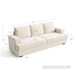Comkei 89" 3 Seater Couches for Living Room Sofas Comfy Sectional Couch with 24" Deep Seat Loveseat Sofa for Small Apartment, Cream White