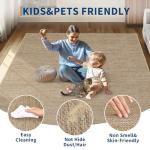 Easy Jute Neutral 6x9 Indoor Outdoor Rug Washable Modern Patio Rugs Non Slip Stain Resistant Easy Jute Dining Room Throw Carpet Large Area Rug for Porch Kitchen Bedroom Living Room Backyard, Tan