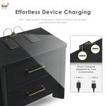 24/7 Shop at Home Sawer Modern 23-inch Wood Nightstand with 2 Drawers and USB Ports, Wooden Night Stand for Bedroom, Apartment, Small Bedside Table for Living Room, Black