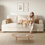 Comkei 89" 3 Seater Couches for Living Room Sofas Comfy Sectional Couch with 24" Deep Seat Loveseat Sofa for Small Apartment, Cream White