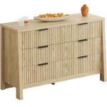 LIKIMIO Fluted 6 Drawers Dresser for Bedroom, 47" Wide Modern Chest of Drawers with Metal Handle, Wooden Dresser Storage Organizer for Living Room, Entryway, Hallway, Natural Oak