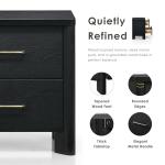 24/7 Shop at Home Sawer Modern 23-inch Wood Nightstand with 2 Drawers and USB Ports, Wooden Night Stand for Bedroom, Apartment, Small Bedside Table for Living Room, Black