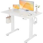 Seang Electric Standing Desk Adjustable Height, 40 x 24 Inch Sit Stand Desk with T-Shaped Frame, 3 Memory Presets & Cable Management for Home Office Computer Workstation, White Frame/White Top