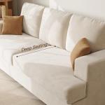 Comkei 89" 3 Seater Couches for Living Room Sofas Comfy Sectional Couch with 24" Deep Seat Loveseat Sofa for Small Apartment, Cream White