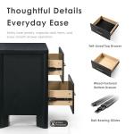 24/7 Shop at Home Sawer Modern 23-inch Wood Nightstand with 2 Drawers and USB Ports, Wooden Night Stand for Bedroom, Apartment, Small Bedside Table for Living Room, Black