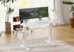 Seang Electric Standing Desk Adjustable Height, 40 x 24 Inch Sit Stand Desk with T-Shaped Frame, 3 Memory Presets & Cable Management for Home Office Computer Workstation, White Frame/White Top