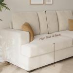 Comkei 89" 3 Seater Couches for Living Room Sofas Comfy Sectional Couch with 24" Deep Seat Loveseat Sofa for Small Apartment, Cream White