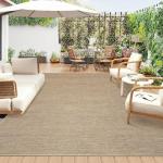 Easy Jute Neutral 6x9 Indoor Outdoor Rug Washable Modern Patio Rugs Non Slip Stain Resistant Easy Jute Dining Room Throw Carpet Large Area Rug for Porch Kitchen Bedroom Living Room Backyard, Tan