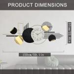 WALL Large Modern Abstract Metal Wall Art, Black and Gold Geometric Circles Wall Decoration, Contemporary Home Decor,59 × 24 in Wall Art for Living Room/Dinning Room/Bedroom/Entryway/Kitchen/Office