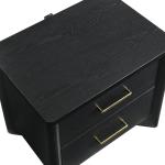 24/7 Shop at Home Sawer Modern 23-inch Wood Nightstand with 2 Drawers and USB Ports, Wooden Night Stand for Bedroom, Apartment, Small Bedside Table for Living Room, Black