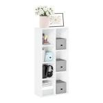 Furinno LUDER Book Shelf, 7-Cube Bookshelf, Bookcase with Open Shelves, 9.4 x 19.5 x 41.7, Easy Assembly, for Living Room, Bedroom, Home Office, Plain White