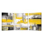 KREATIVE ARTS 3 Pieces Abstract Canvas Poster Prints Contemporary Creative Yellow Grey Picture Wall Art Framed Artwork Ready to Hang Living Room Bedroom Each Panel 12x16 Inches
