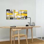 KREATIVE ARTS 3 Pieces Abstract Canvas Poster Prints Contemporary Creative Yellow Grey Picture Wall Art Framed Artwork Ready to Hang Living Room Bedroom Each Panel 12x16 Inches