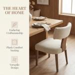 HNY Mid Century Modern Dining Chairs Set of 4, Farmhouse Linen Fabric Upholstered Accent Curved Backrest Kitchen Chairs, with Hardwood Frame, Beige