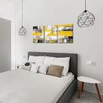 KREATIVE ARTS 3 Pieces Abstract Canvas Poster Prints Contemporary Creative Yellow Grey Picture Wall Art Framed Artwork Ready to Hang Living Room Bedroom Each Panel 12x16 Inches